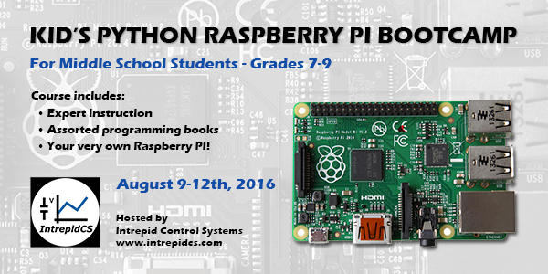 Kid's Python Raspberry PI Bootcamp Kid's Python Raspberry PI Bootcamp Graphic